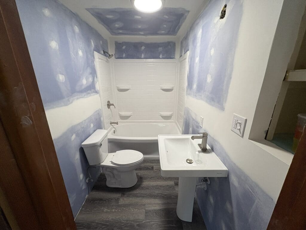 Bathroom renovation ready for paint and trim