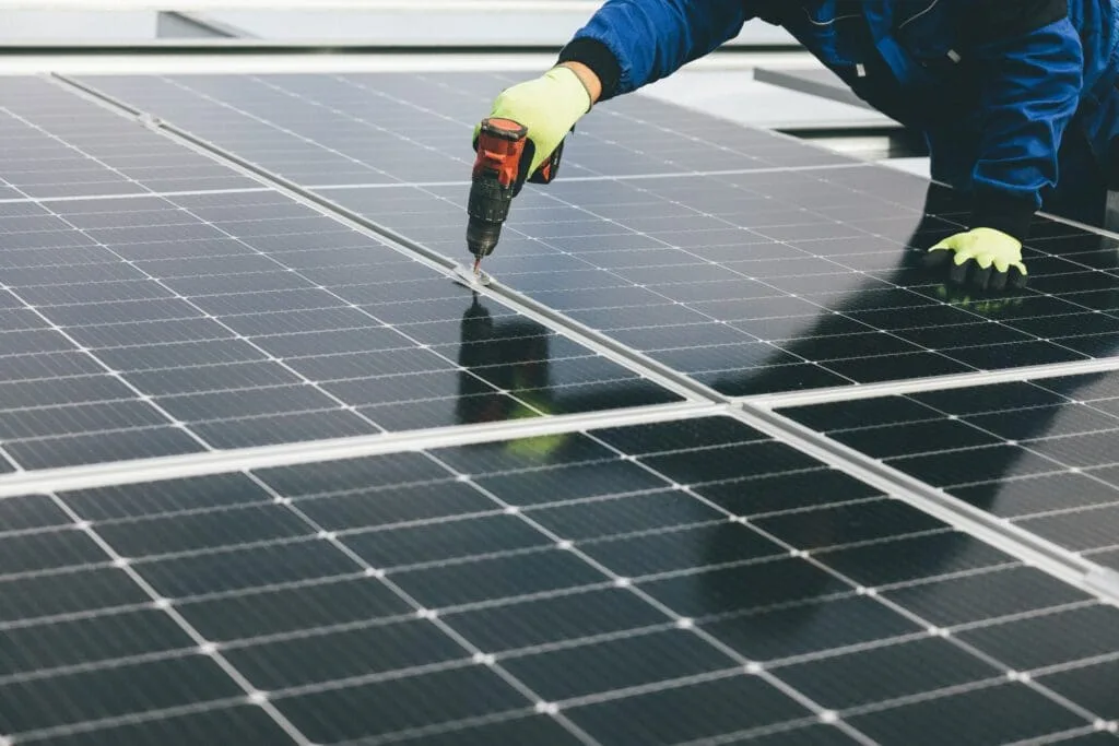 solar panels being installed
