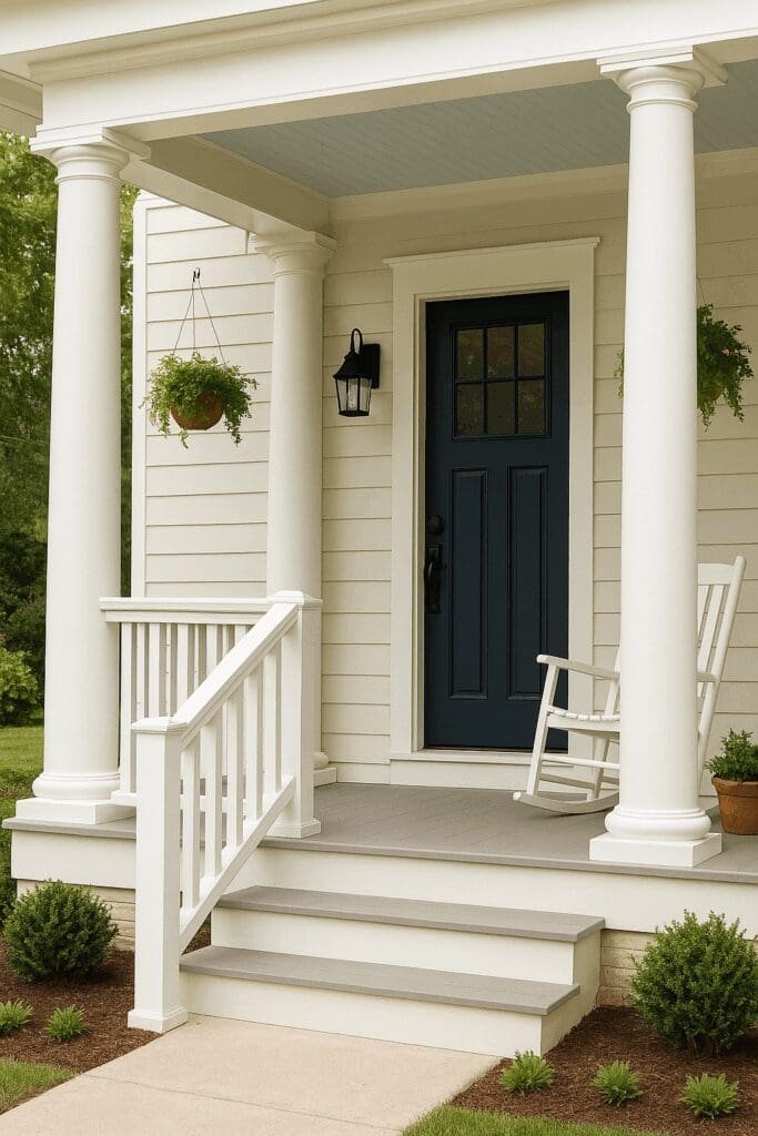 white railings front porch upgrade
