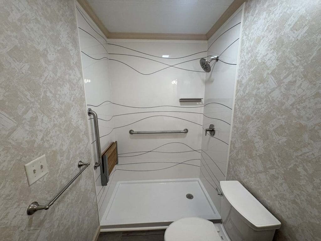 after we finished but before shower curtain is installed