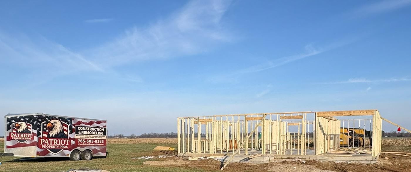 Residential new construction framing in Terre Haute by Patriot Property Pros