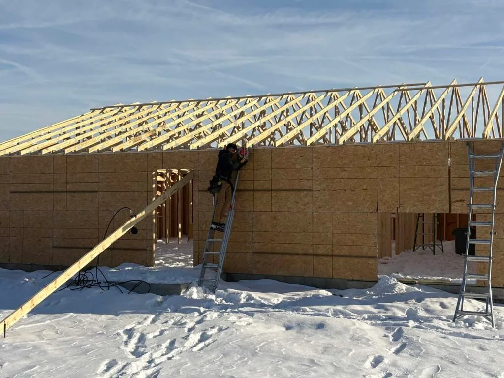 Framing and trusses on a new construction house we built