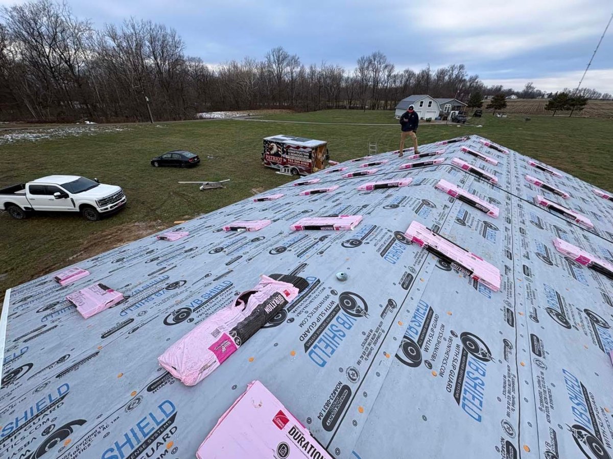 shingles laid out ready for roof to be shingled