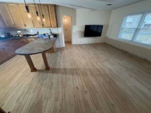 Living room after tile is installed