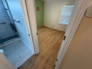 Bedroom after tile is installed