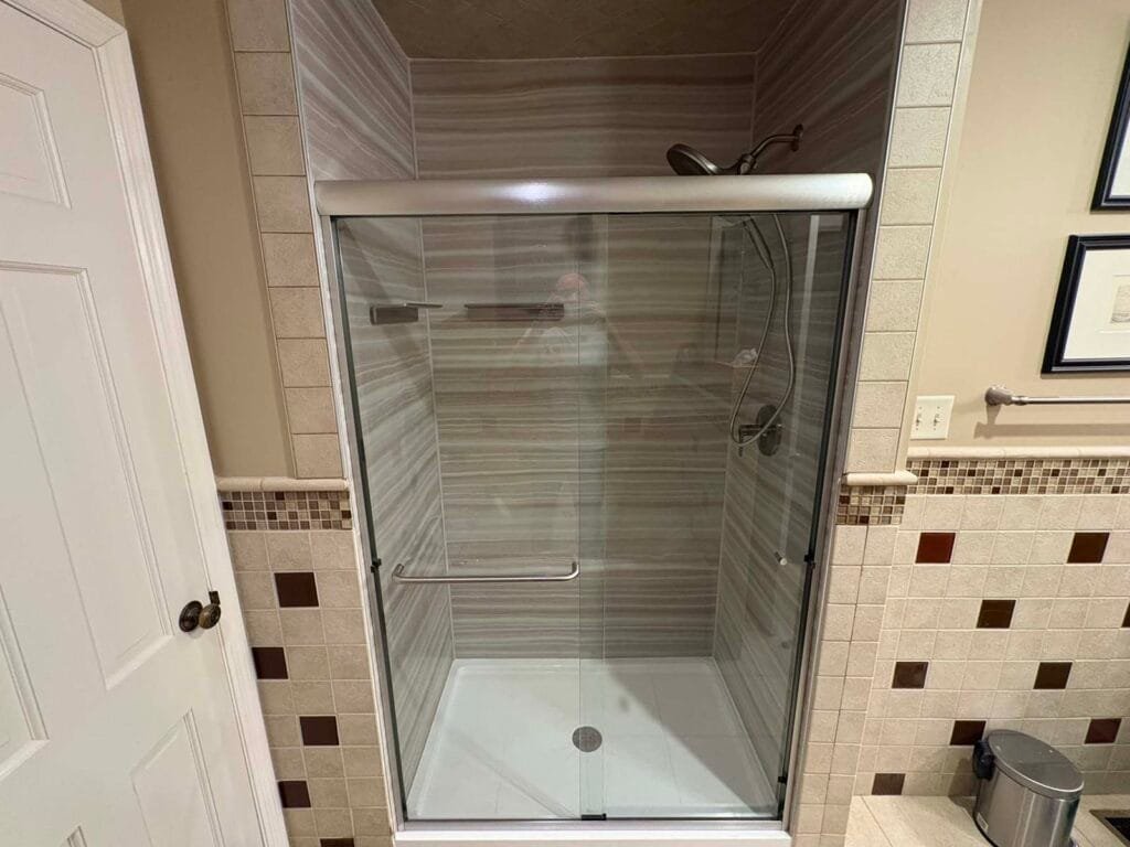 Kohler Luxstone shower makeover in Terre Haute master bathroom