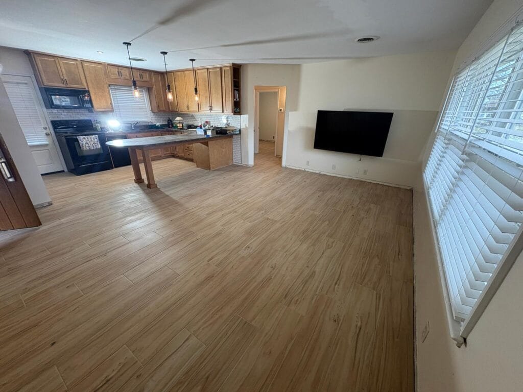 finished tiled wood effect floor tiling in terre haute