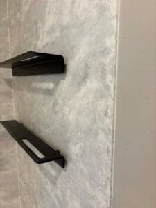 Right hand wall where it meets wall caulk joint