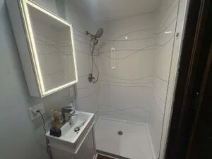 Bathroom Remodel in Clinton with Flowstate acrylic walls After