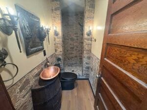 another finished photo of the gothic bathroom after