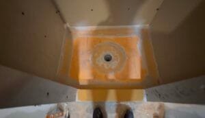 Schluter shower pan with goboard walls